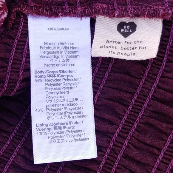 Madewell Smocked Women's Peasant Chiffon Top in Burgundy size Large - Picture 14 of 14